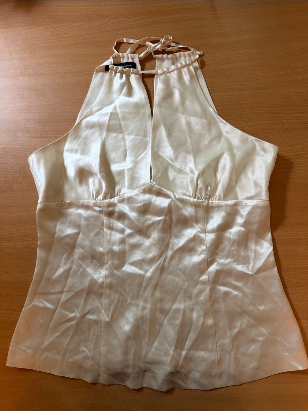 INC International Concepts Ivory Silk Halter Top